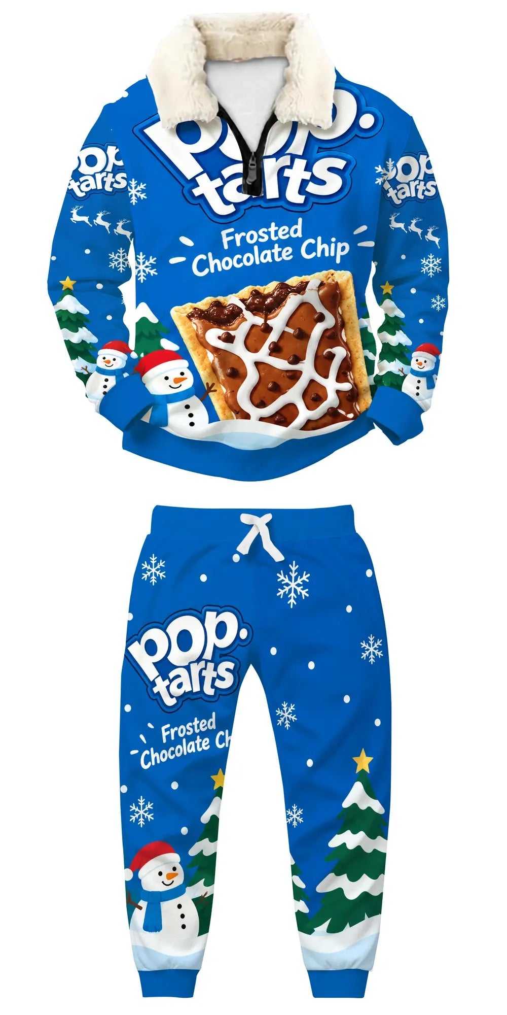 Blue Fun Ugly Quarter Zip Sweatshirt & Sweatpant Set - MERRYPARK
