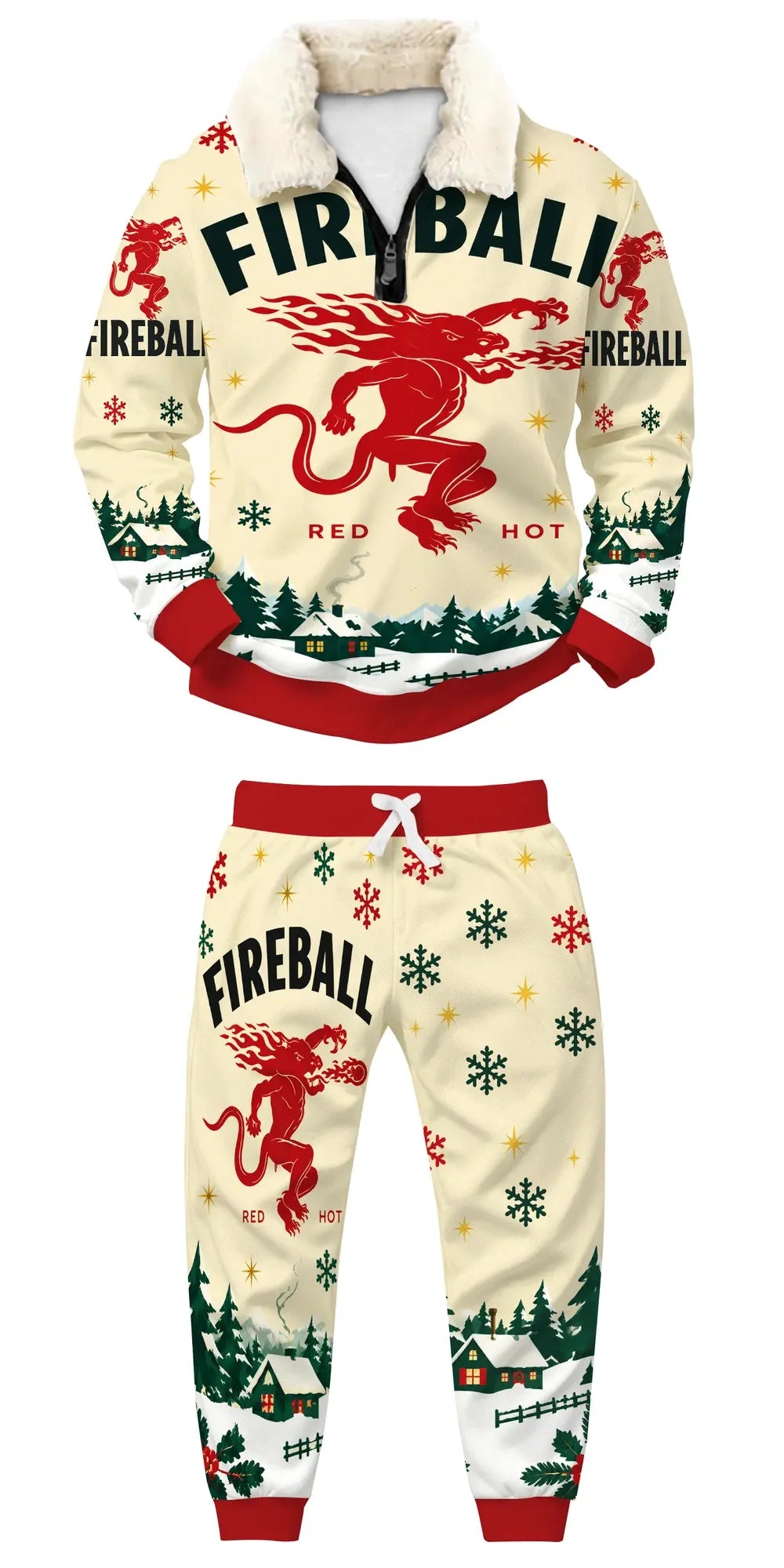 Cinnamon Fire Ugly Quarter Zip Sweatshirt & Sweatpant Set - MERRYPARK