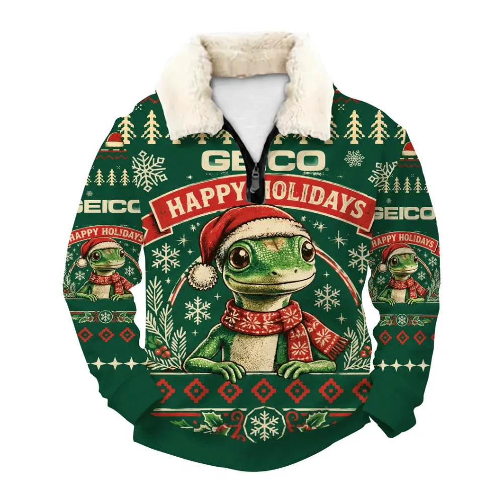 Green-Lizard Ugly Quarter Zip Sweatshirt & Sweatpant Set - MERRYPARK