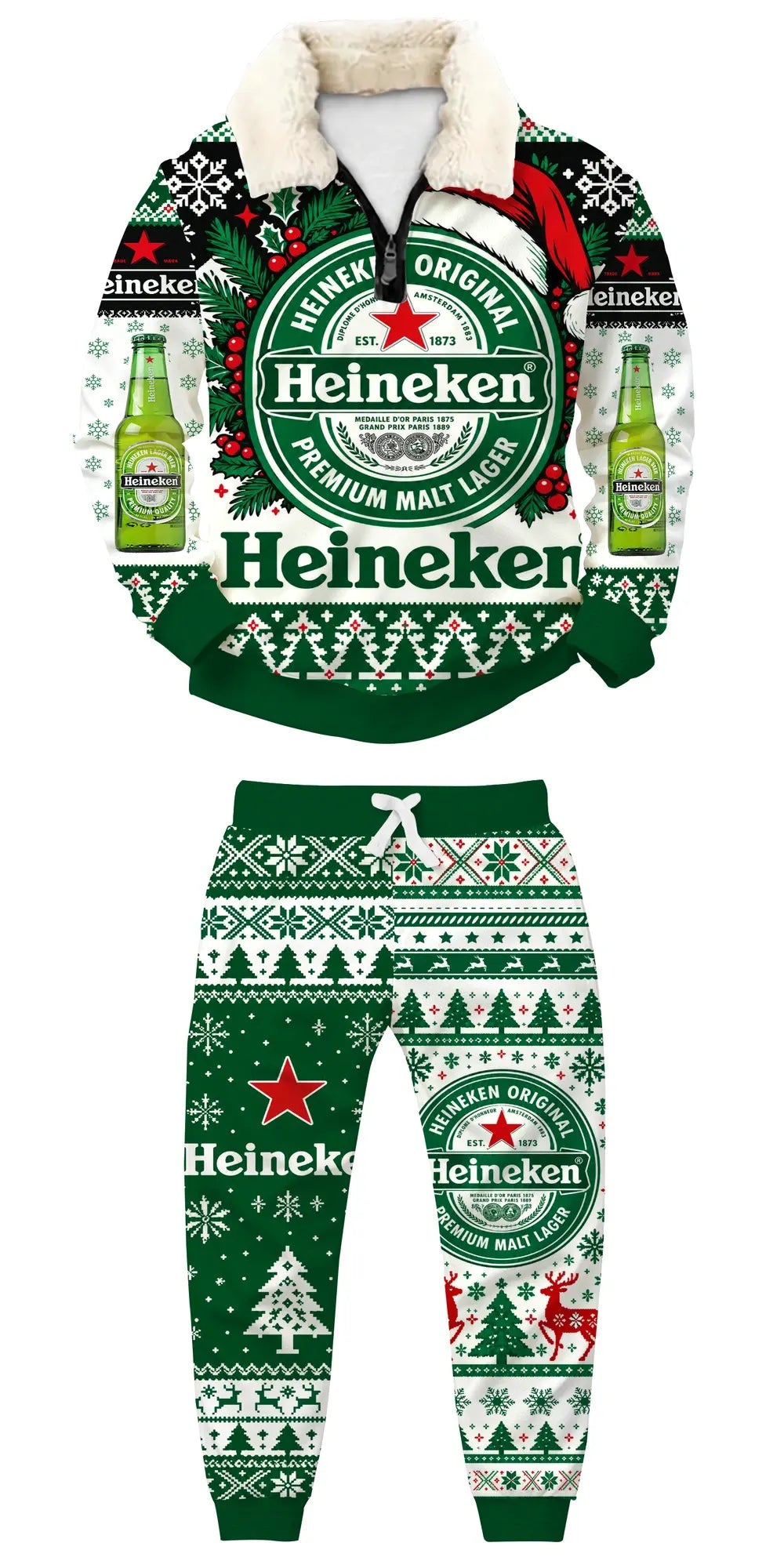 Green wine Ugly Quarter Zip Sweatshirt & Sweatpant Set - MERRYPARK