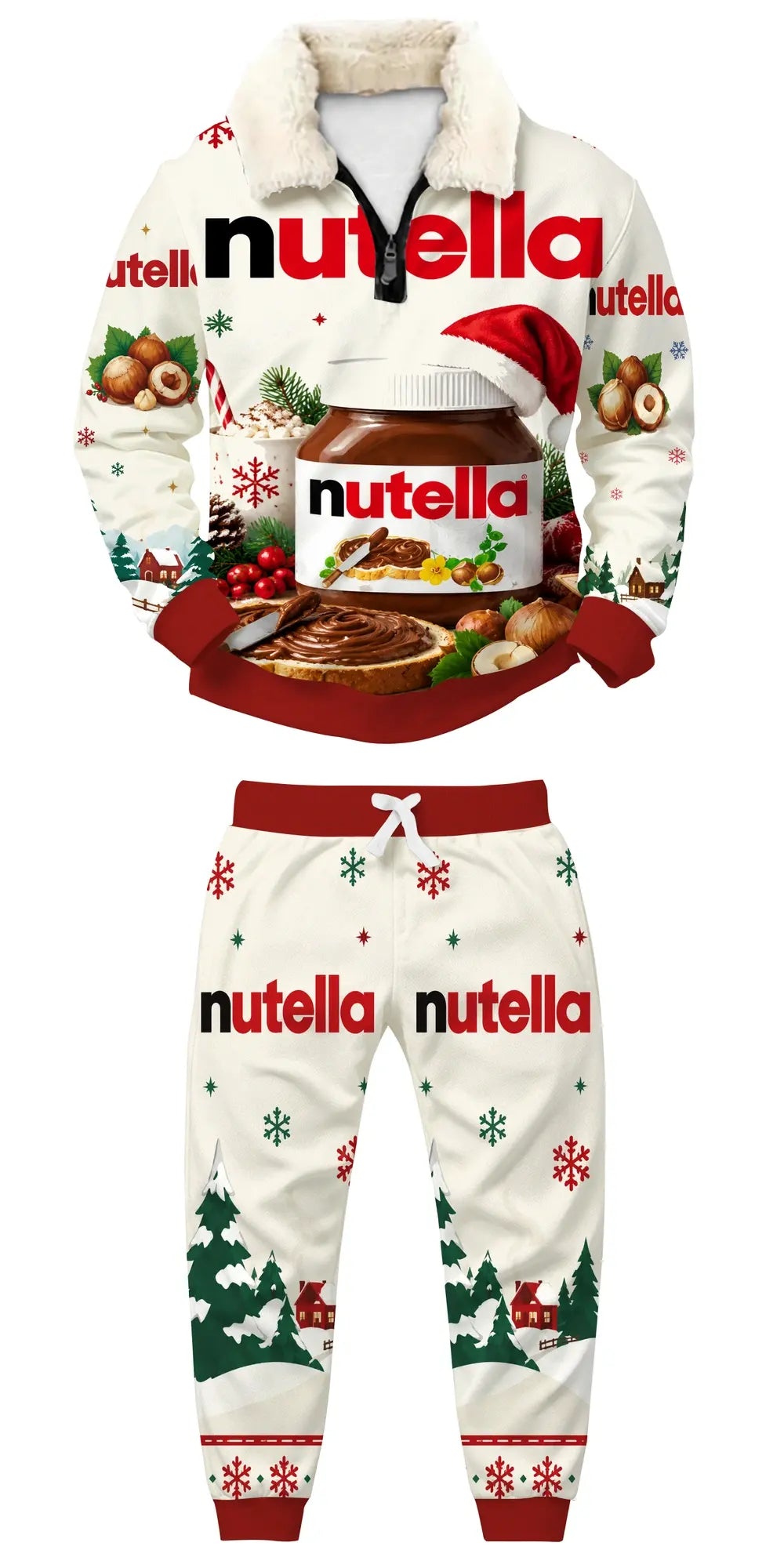 Hazelnut Cream Ugly Quarter Zip Sweatshirt & Sweatpant Set - MERRYPARK