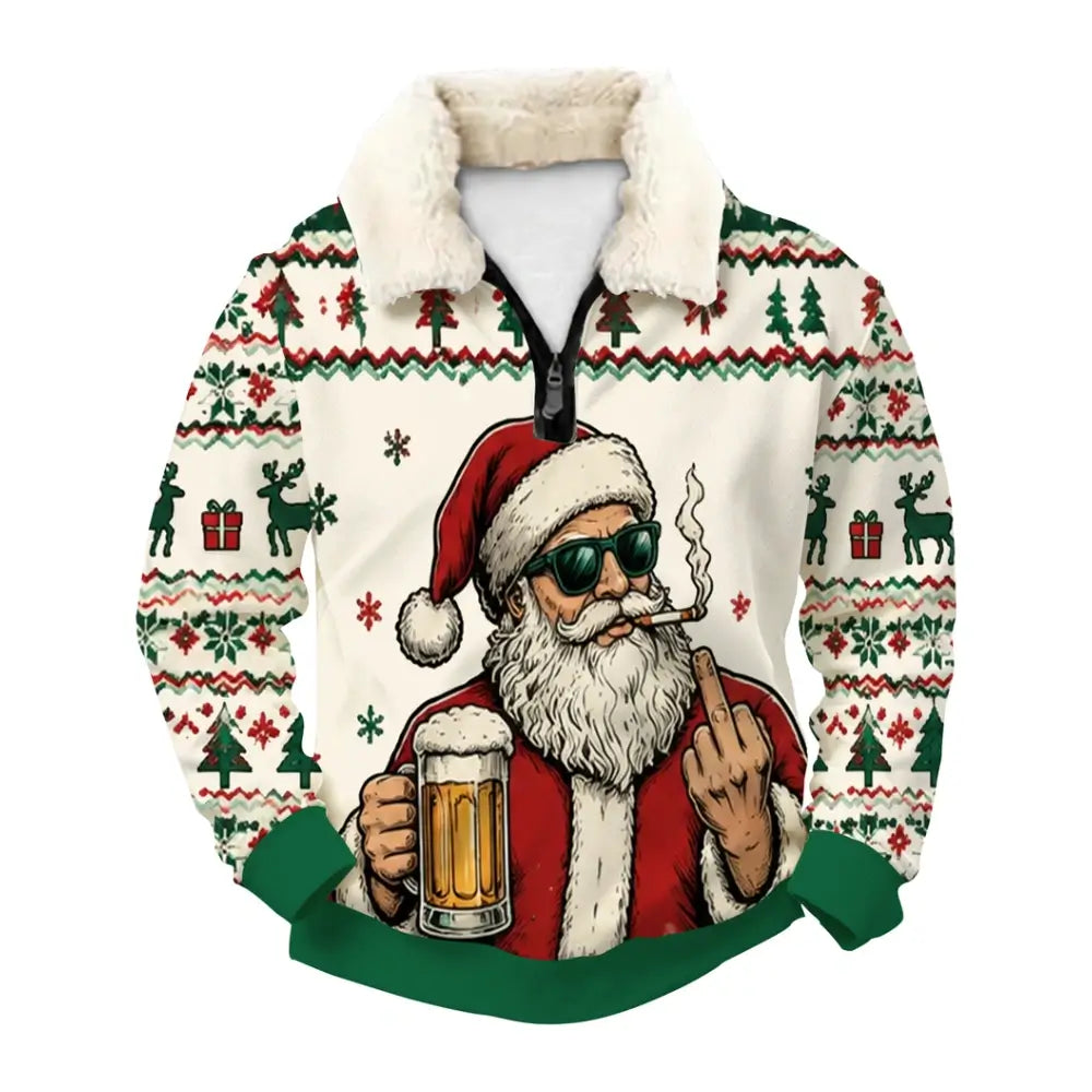 Holiday Fun Ugly Quarter Zip Sweatshirt & Sweatpant Set - MERRYPARK