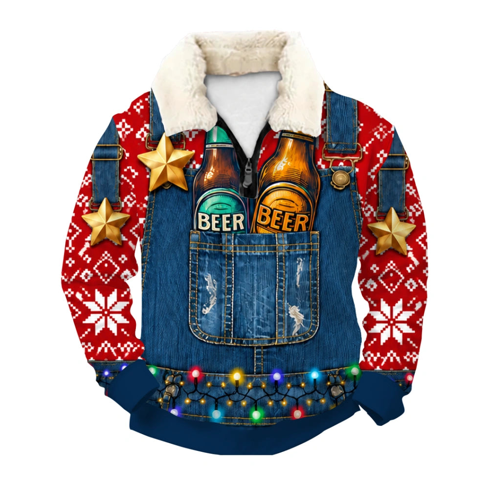 Holiday Reindeer Ugly Quarter Zip Sweatshirt & Sweatpant Set