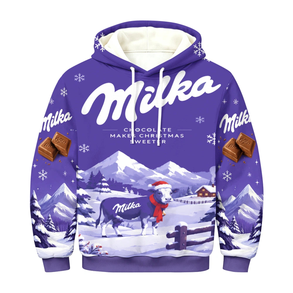 Lilac Cow Ugly Quarter Zip Sweatshirt & Sweatpant Set - MERRYPARK