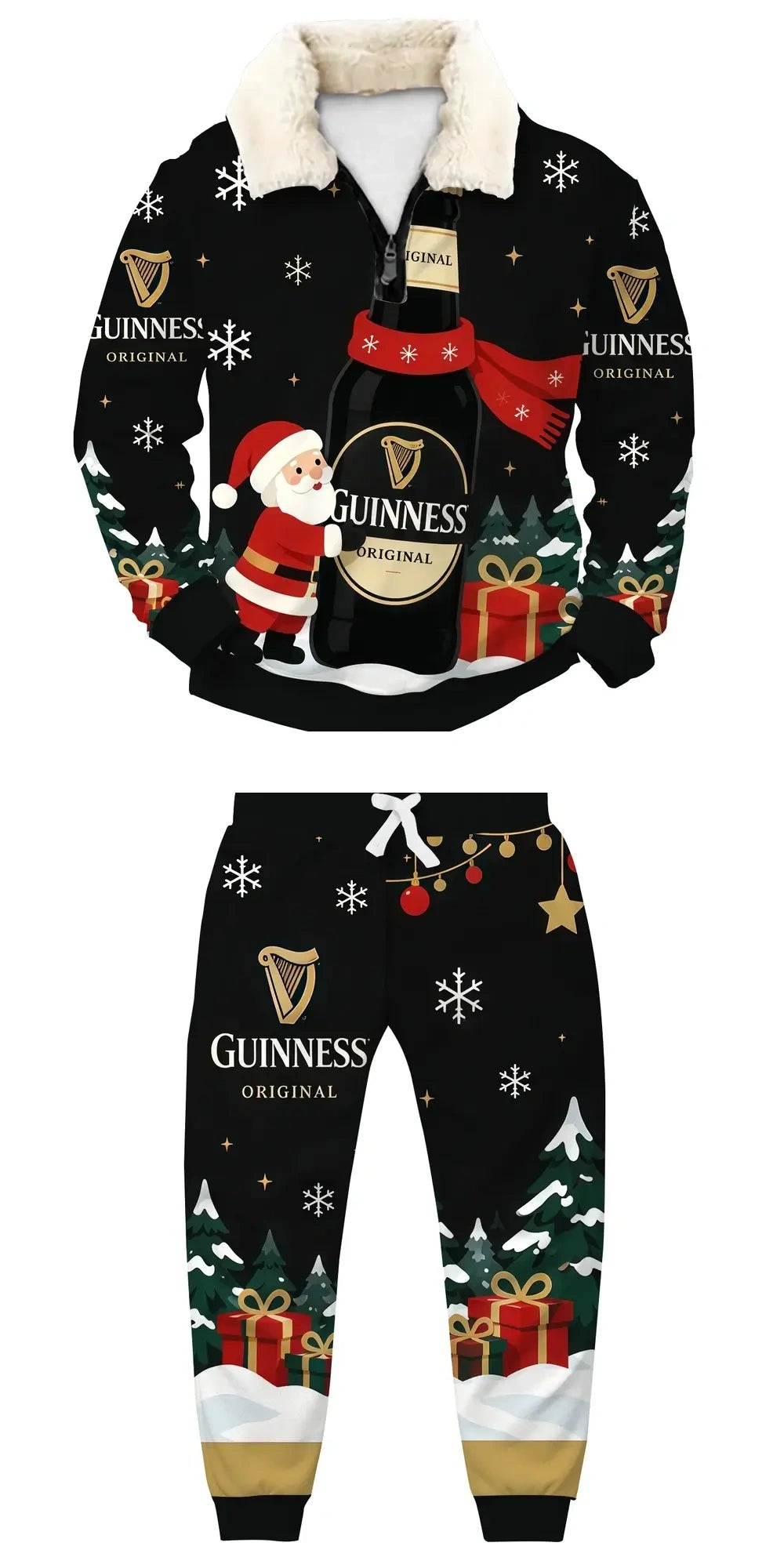 Midnight Santa Ugly Quarter Zip Sweatshirt & Sweatpant Set - MERRYPARK