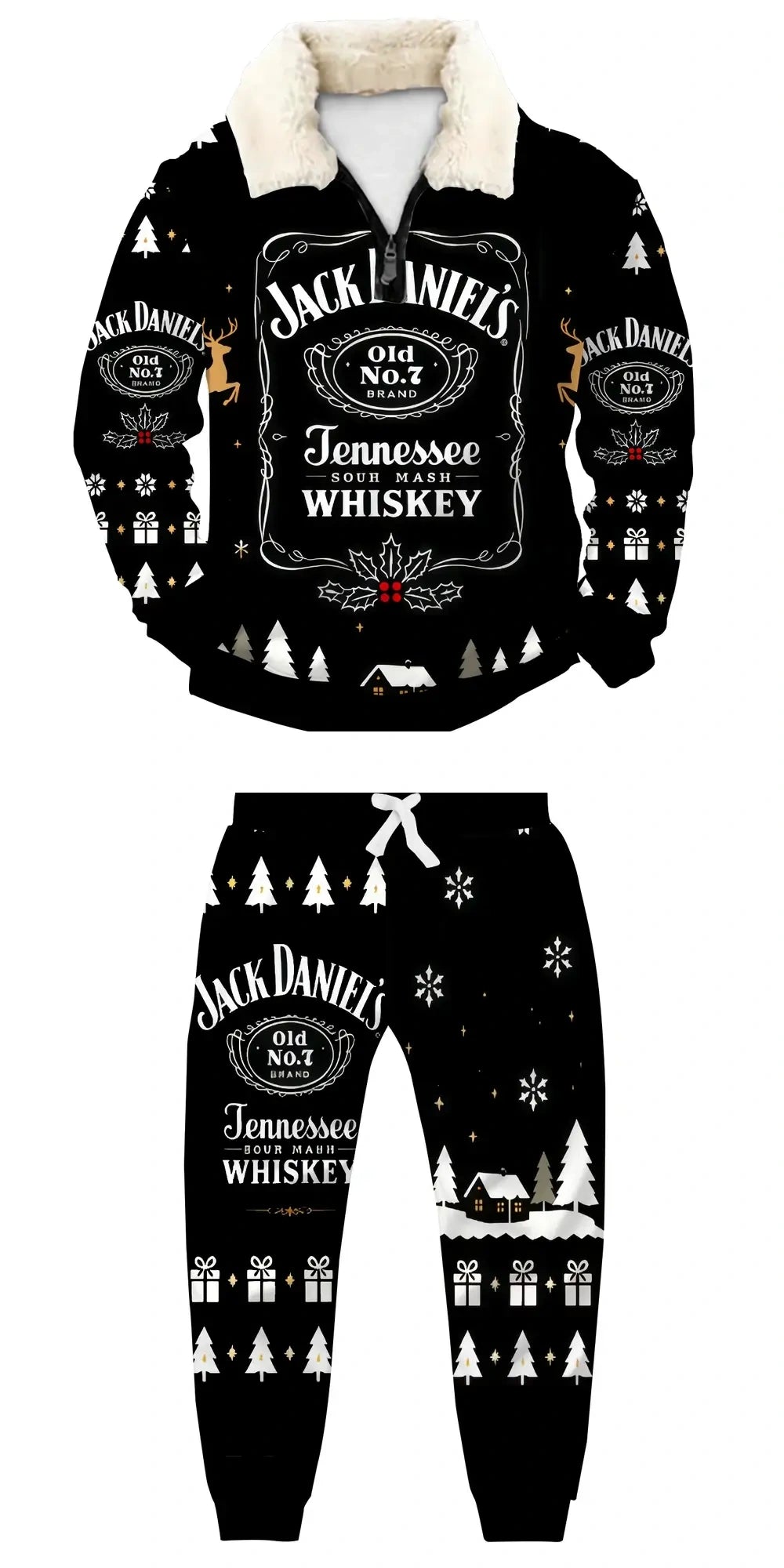 Midnight Whiskey Ugly Quarter Zip Sweatshirt & Sweatpant Set - MERRYPARK