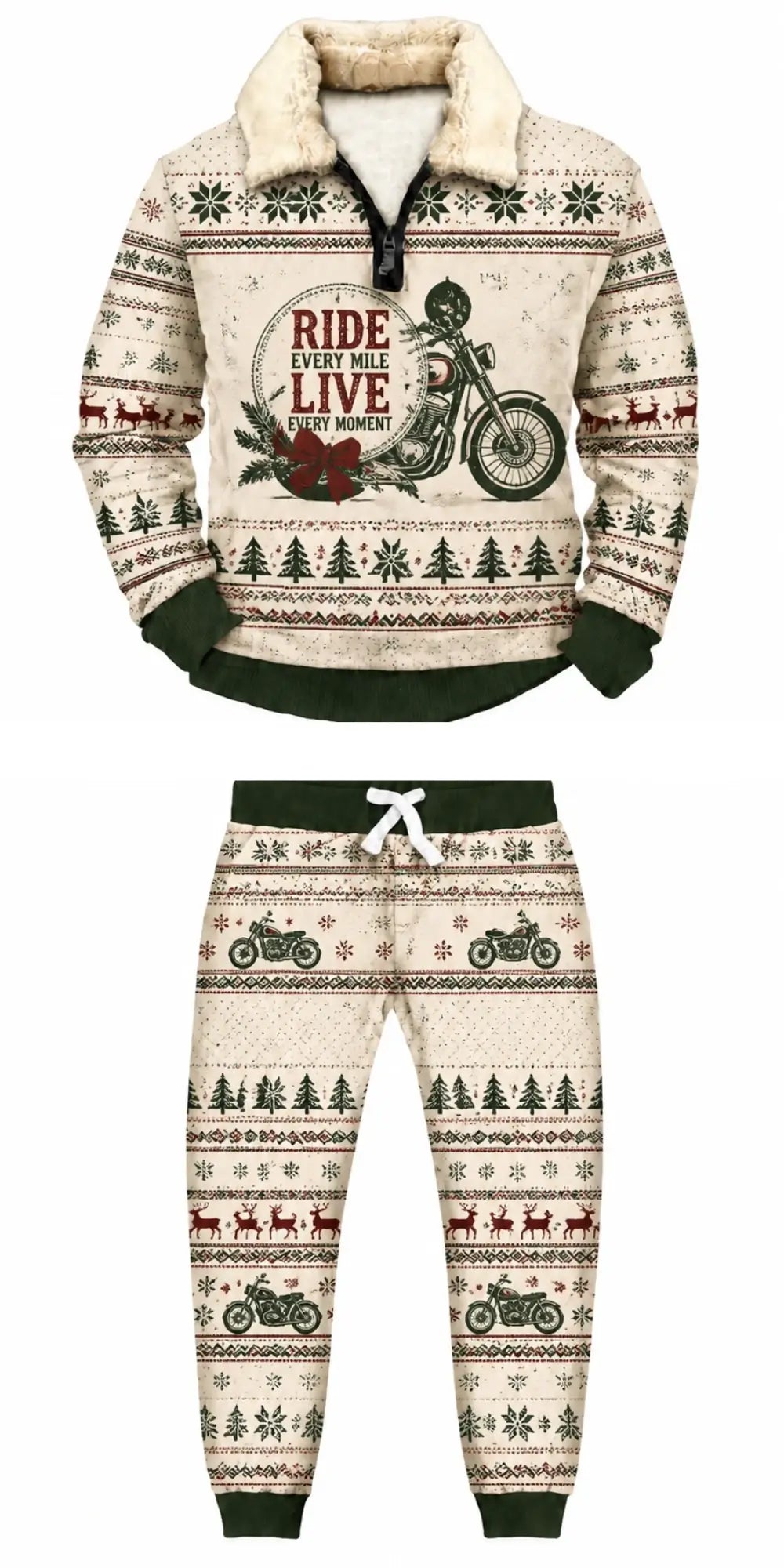 Motorcycle Club Ugly Quarter Zip Sweatshirt & Sweatpant Set - Merrypark