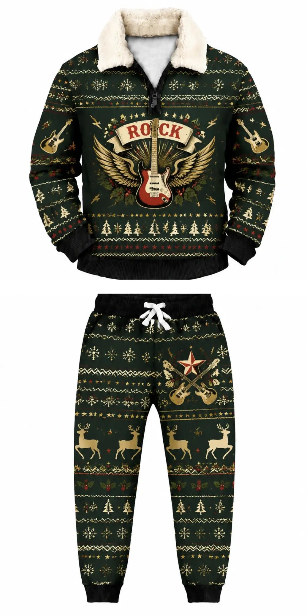 Music & Vibes Ugly Quarter Zip Sweatshirt & Sweatpant Set - Merrypark