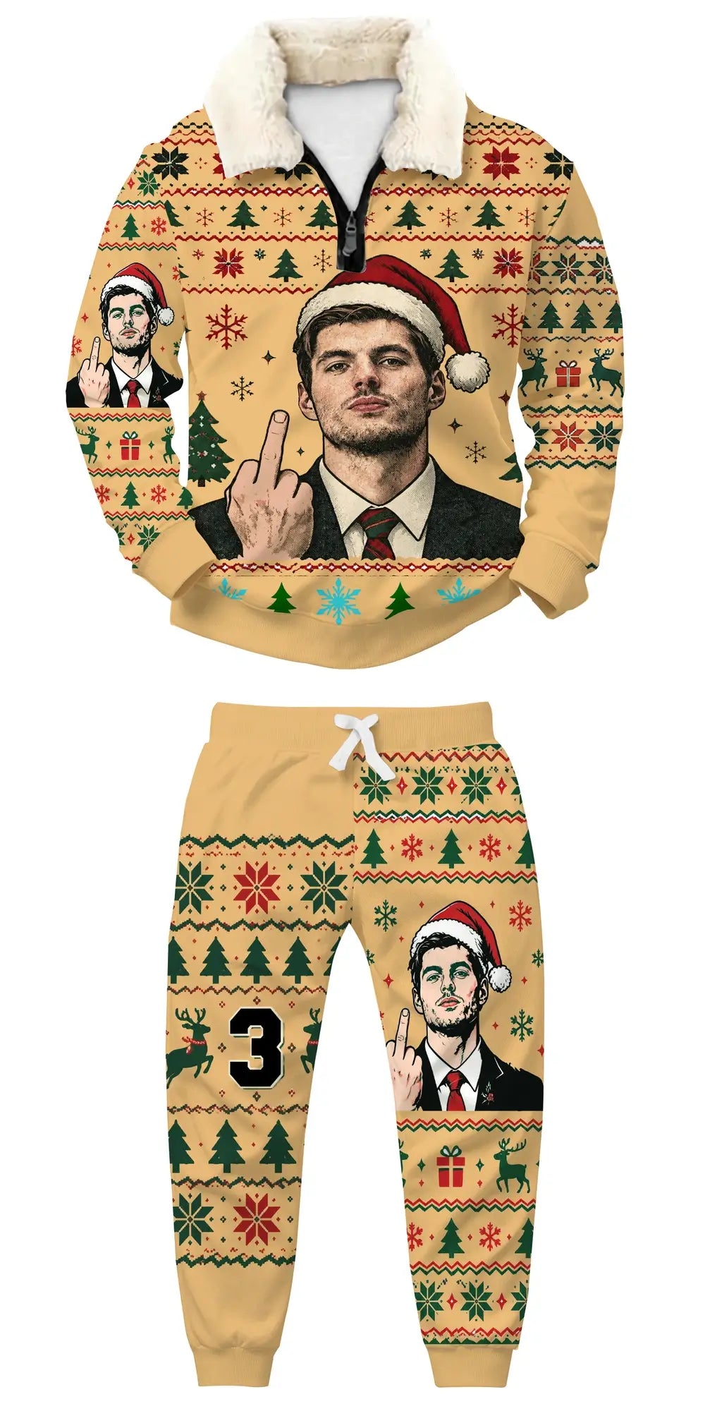 NO.3 Fun Ugly Quarter Zip Sweatshirt & Sweatpant Set - MERRYPARK