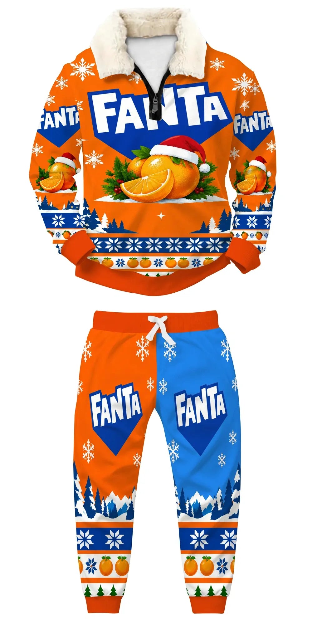 Orange Drink Ugly Quarter Zip Sweatshirt & Sweatpant Set - MERRYPARK
