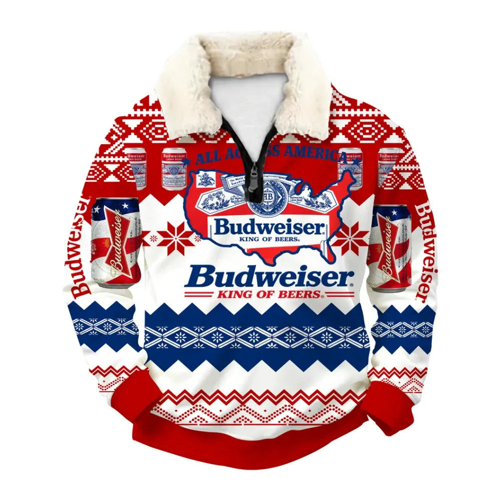 Red-beer Ugly Quarter Zip Sweatshirt & Sweatpant Set - MERRYPARK