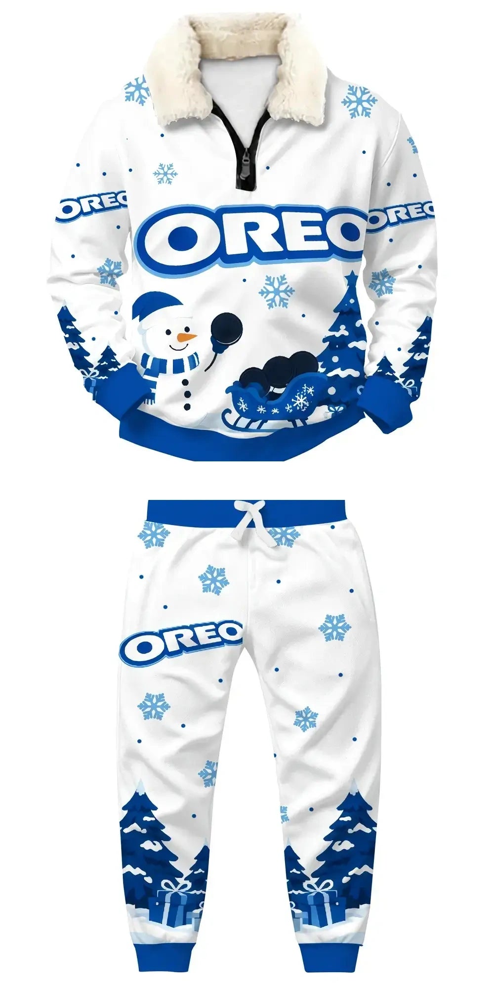Snowy Cookies Ugly Quarter Zip Sweatshirt & Sweatpant Set - MERRYPARK
