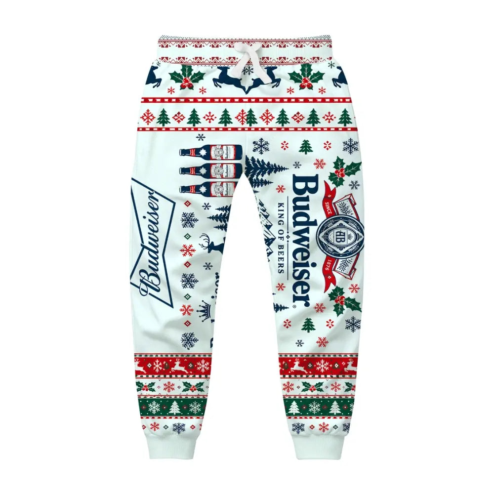 White-beer Ugly Quarter Zip Sweatshirt & Sweatpant Set - MERRYPARK