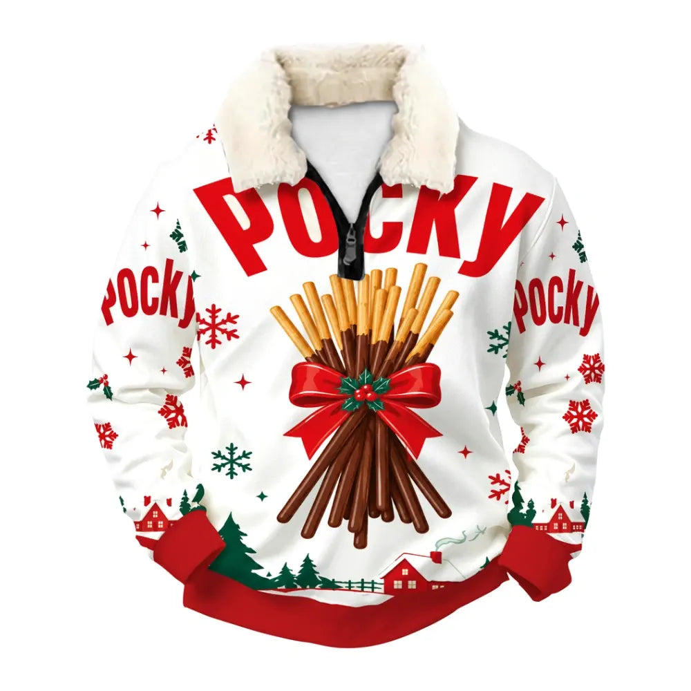 Winter Snacks Ugly Quarter Zip Sweatshirt & Sweatpant Set - MERRYPARK