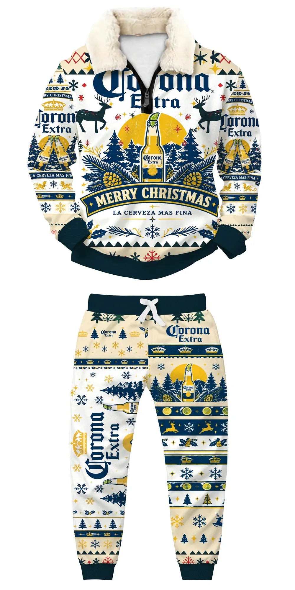 Yellow-B Ugly Quarter Zip Sweatshirt & Sweatpant Set - MERRYPARK