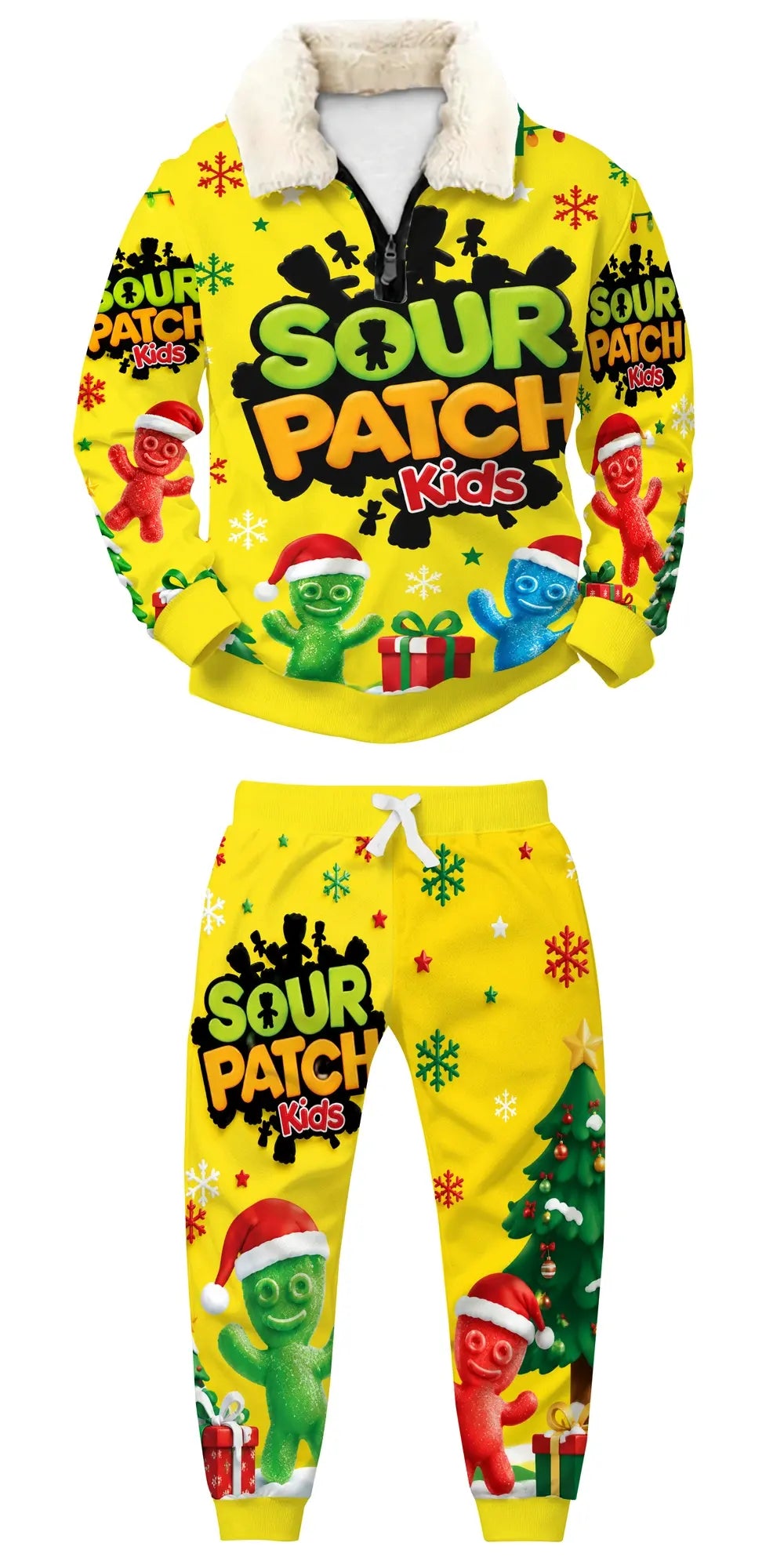 Yellow Festival Ugly Quarter Zip Sweatshirt & Sweatpant Set - MERRYPARK
