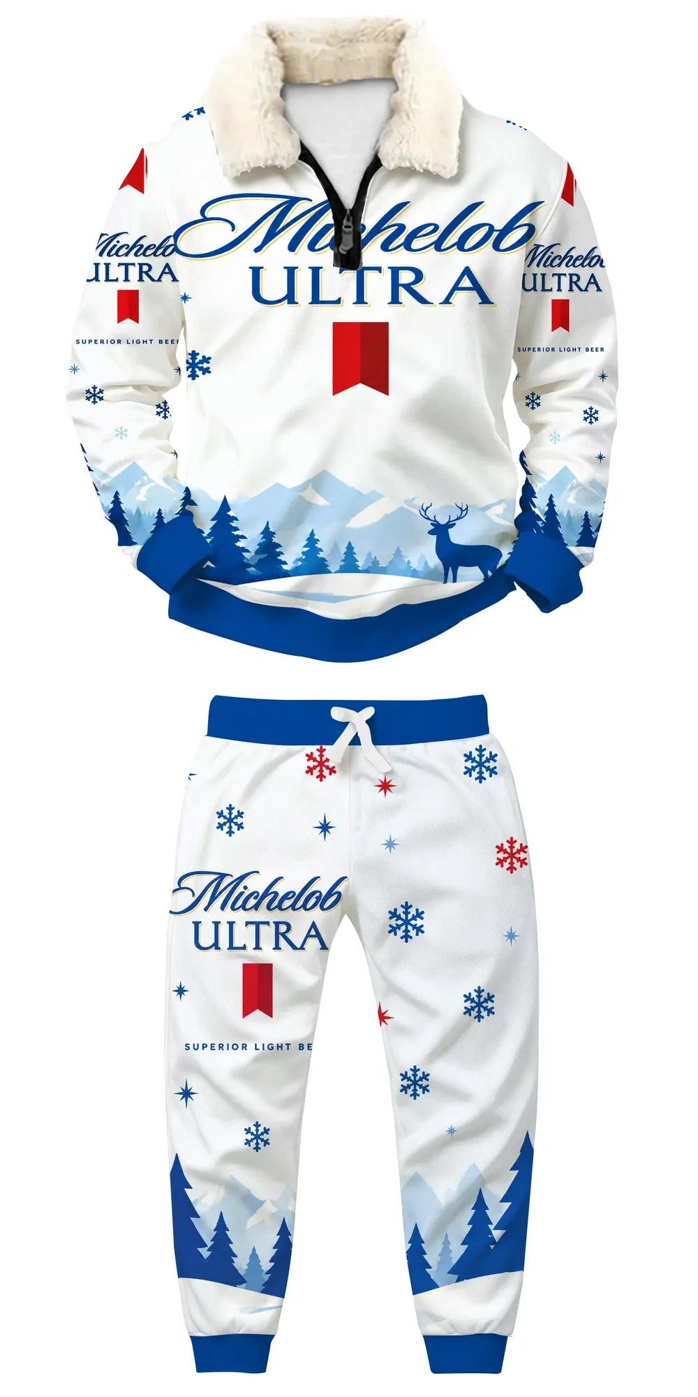 Active Blue Ugly Quarter Zip Sweatshirt & Sweatpant Set - MERRYPARK