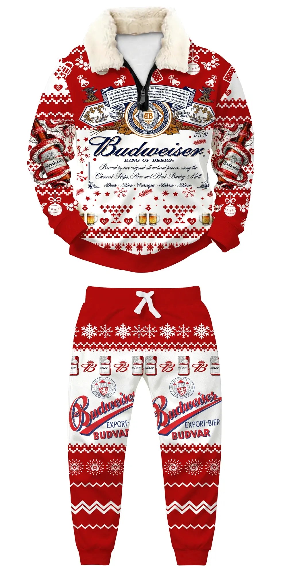 B-beer Ugly Quarter Zip Sweatshirt & Sweatpant Set - MERRYPARK