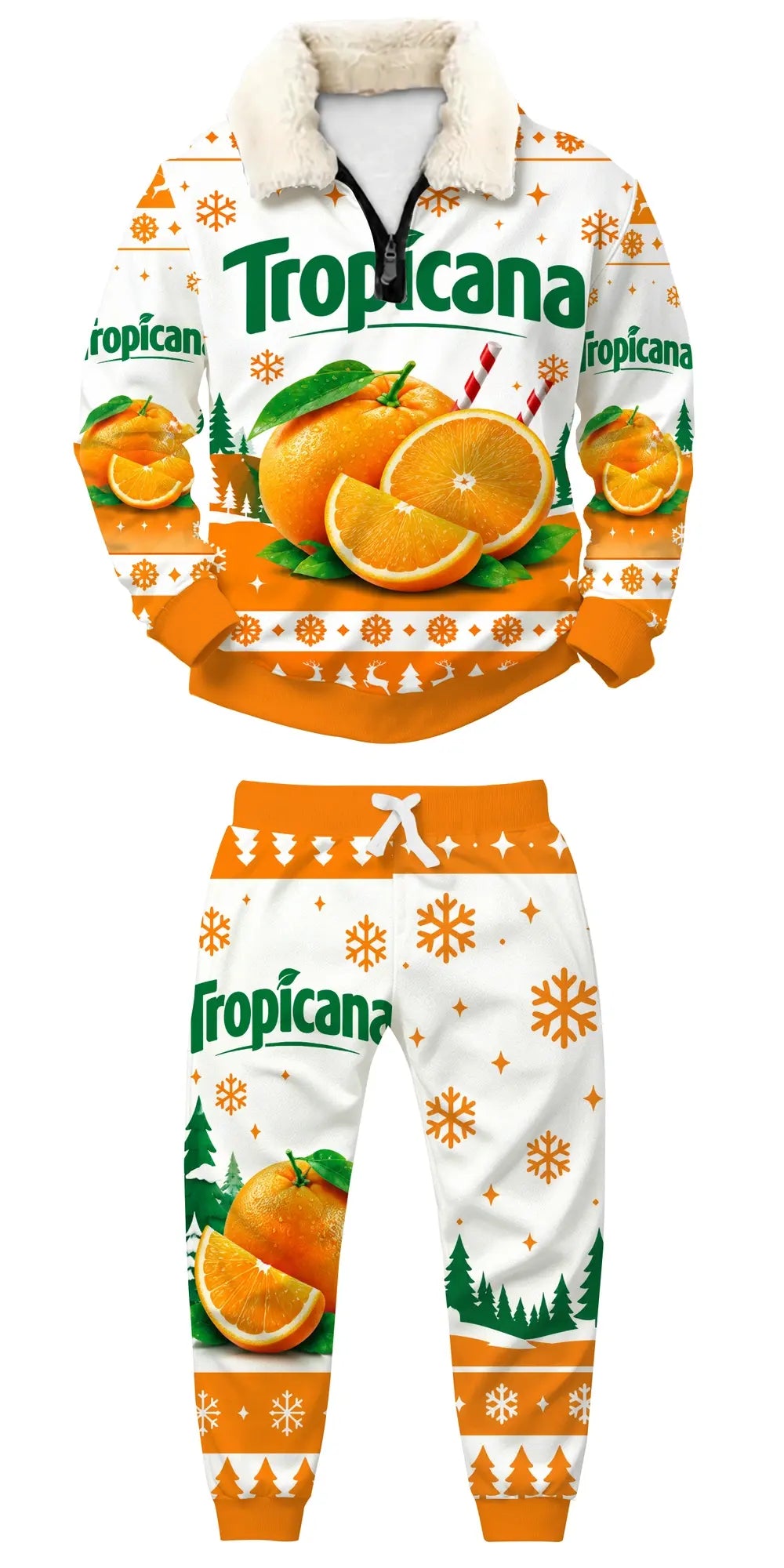 Citrus Splash Ugly Quarter Zip Sweatshirt & Sweatpant Set - MERRYPARK