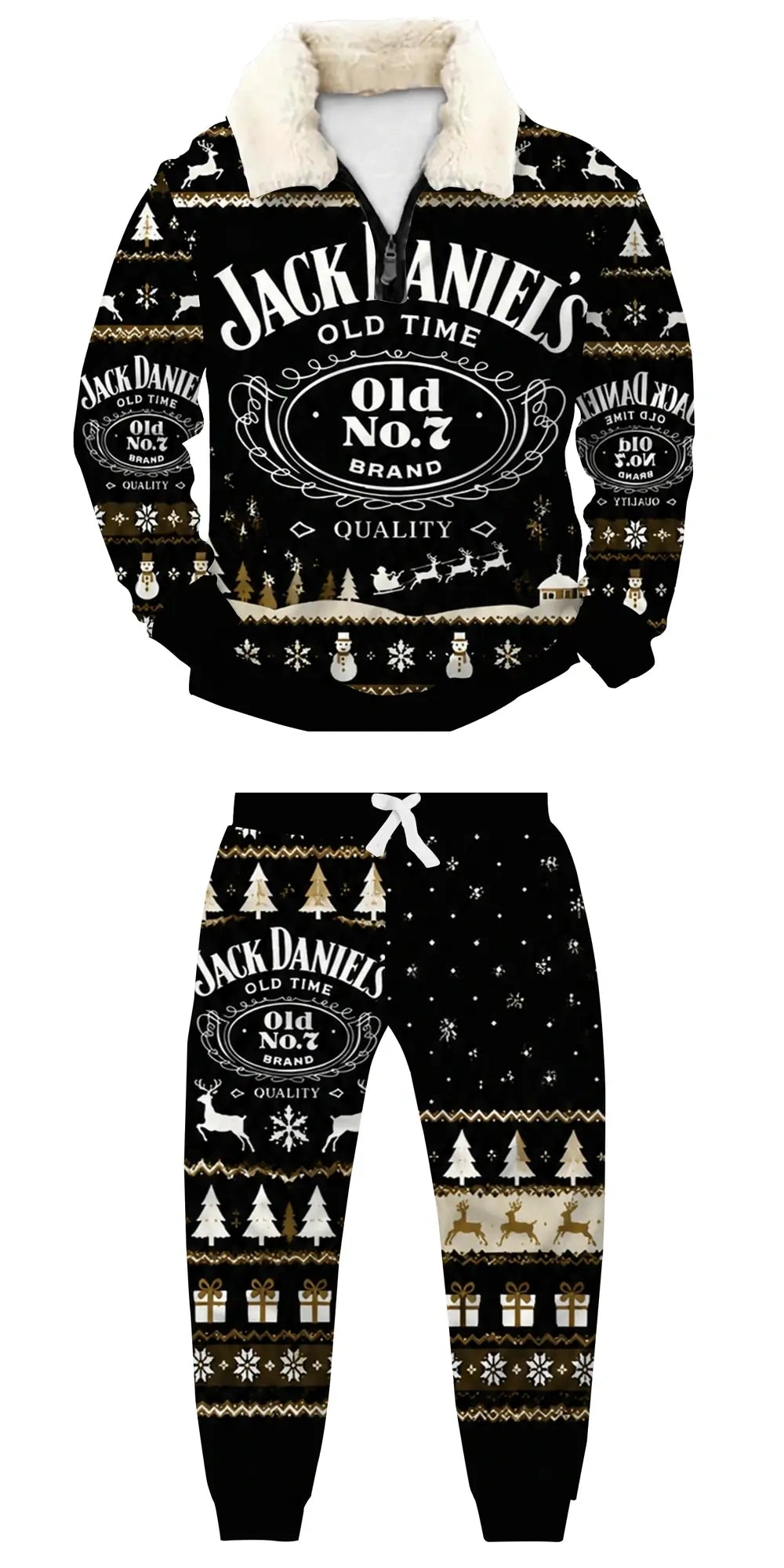Dark Whiskey Ugly Quarter Zip Sweatshirt & Sweatpant Set - MERRYPARK