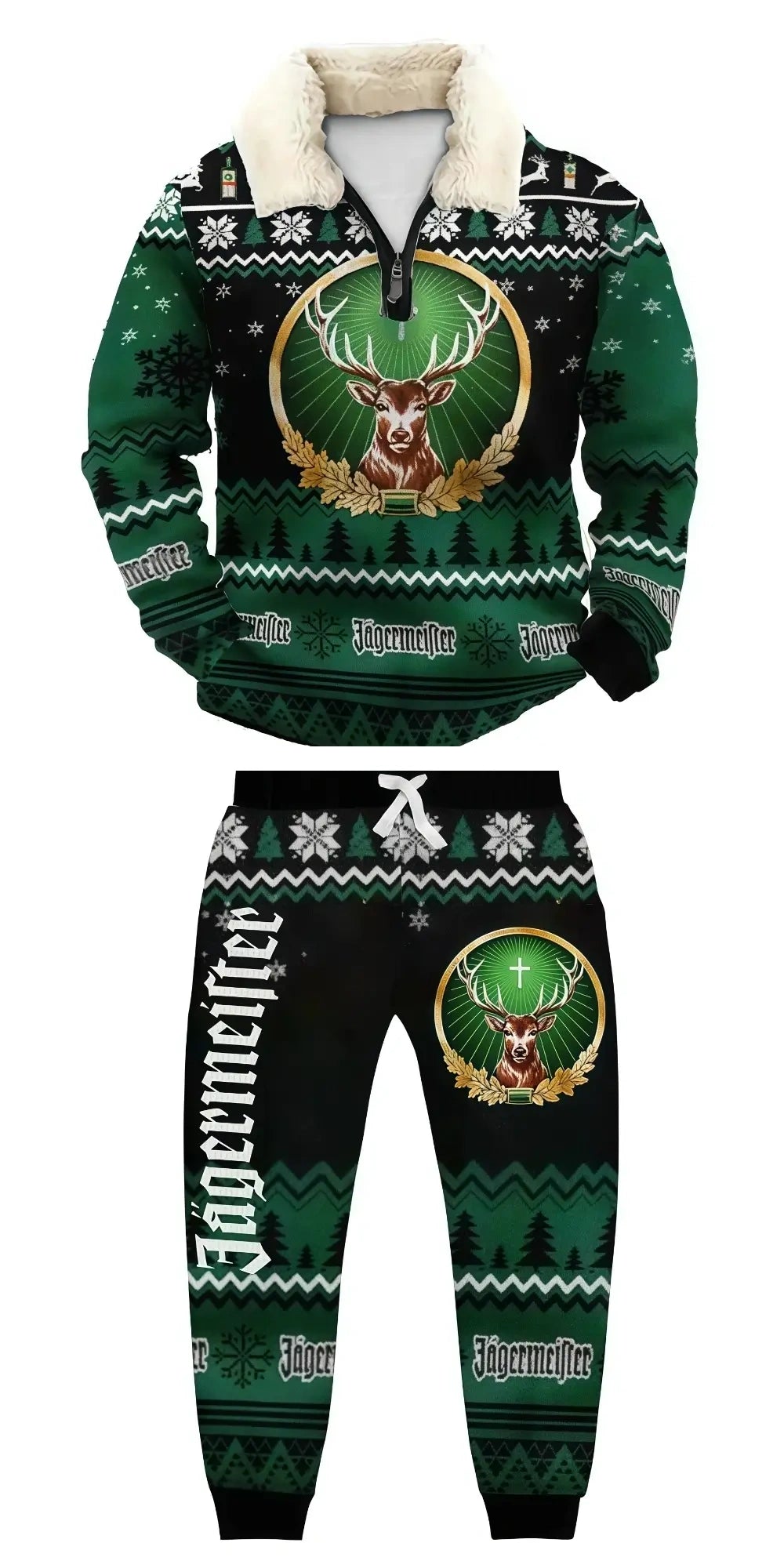 Evergreen Ugly Quarter Zip Sweatshirt & Sweatpant Set - MERRYPARK