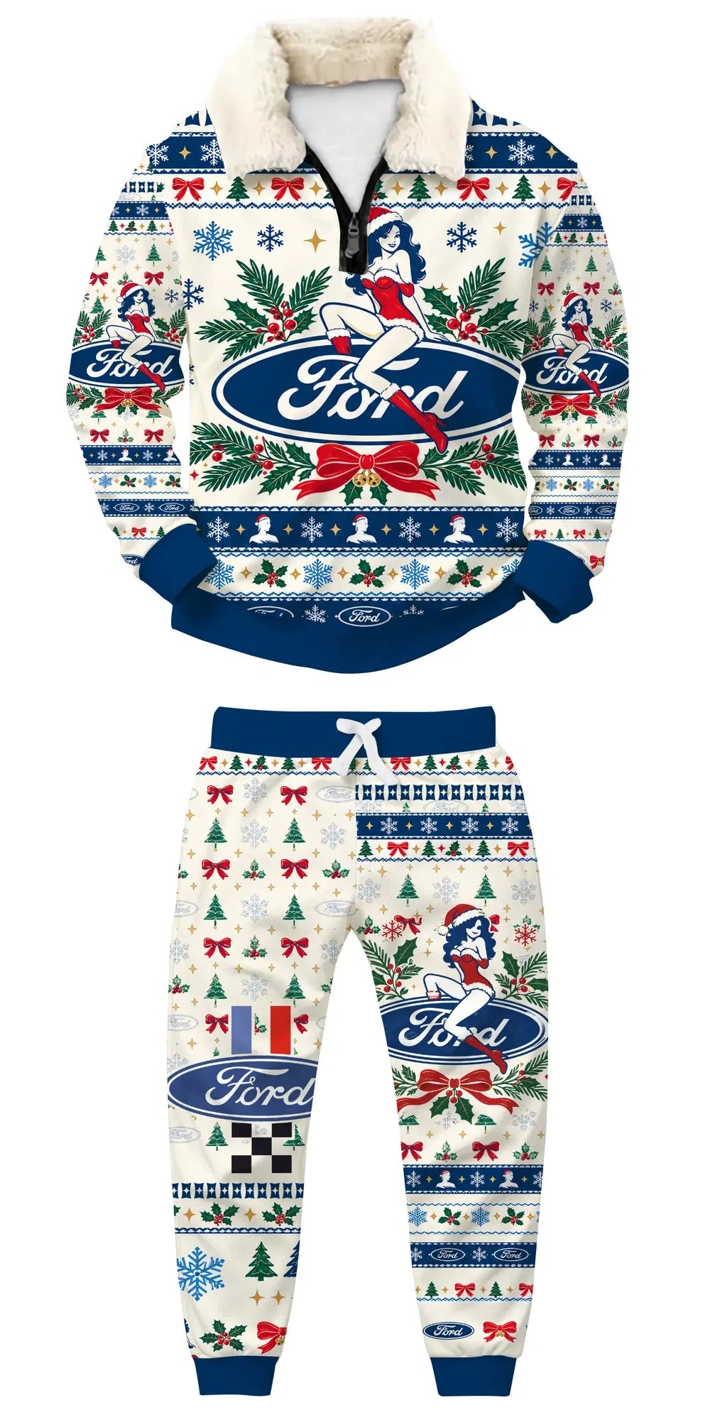 F-girl Ugly Quarter Zip Sweatshirt & Sweatpant Set - MERRYPARK