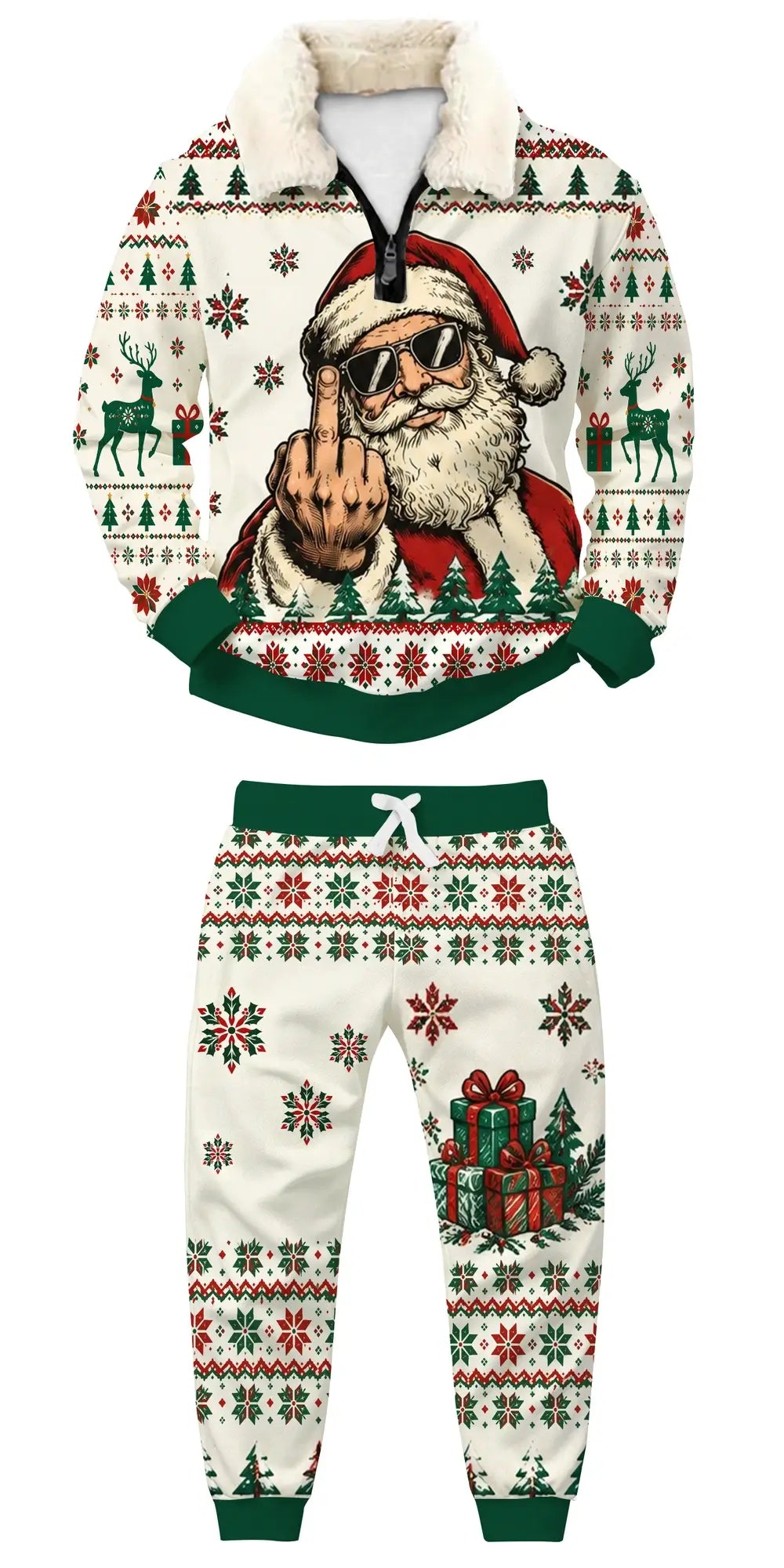 Fun Style Ugly Quarter Zip Sweatshirt & Sweatpant Set - MERRYPARK