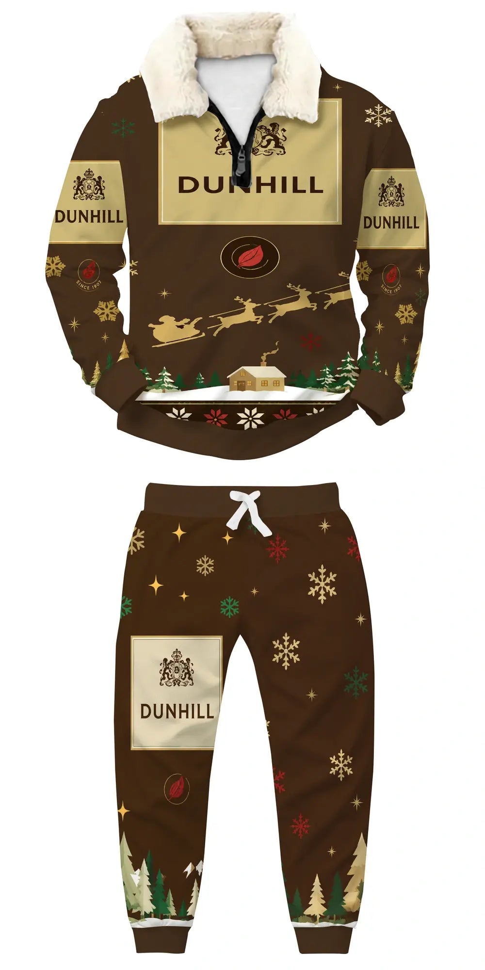 London Burgundy Ugly Quarter Zip Sweatshirt & Sweatpant Set - MERRYPARK