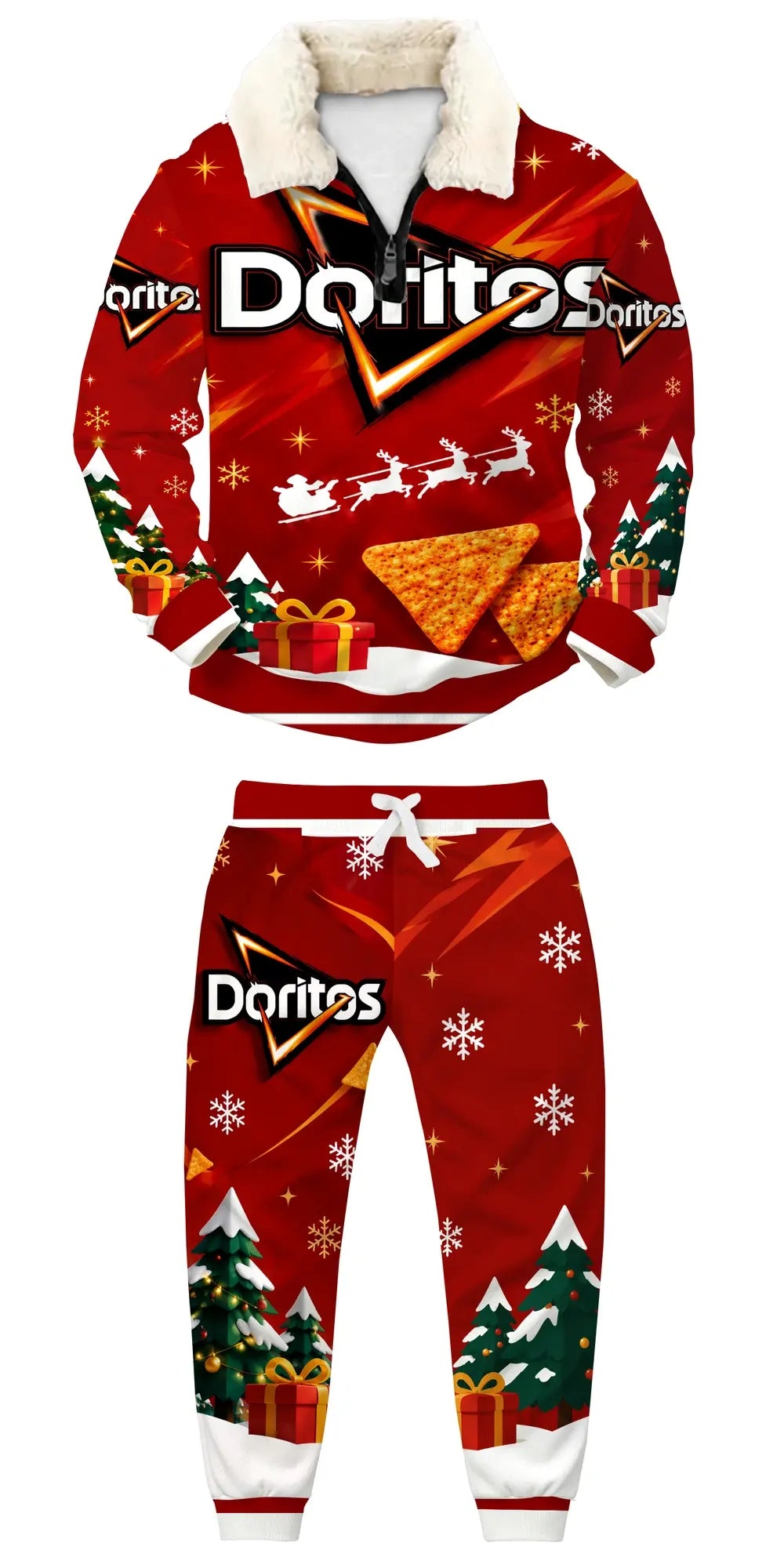 Nacho Chip Ugly Quarter Zip Sweatshirt & Sweatpant Set - MERRYPARK