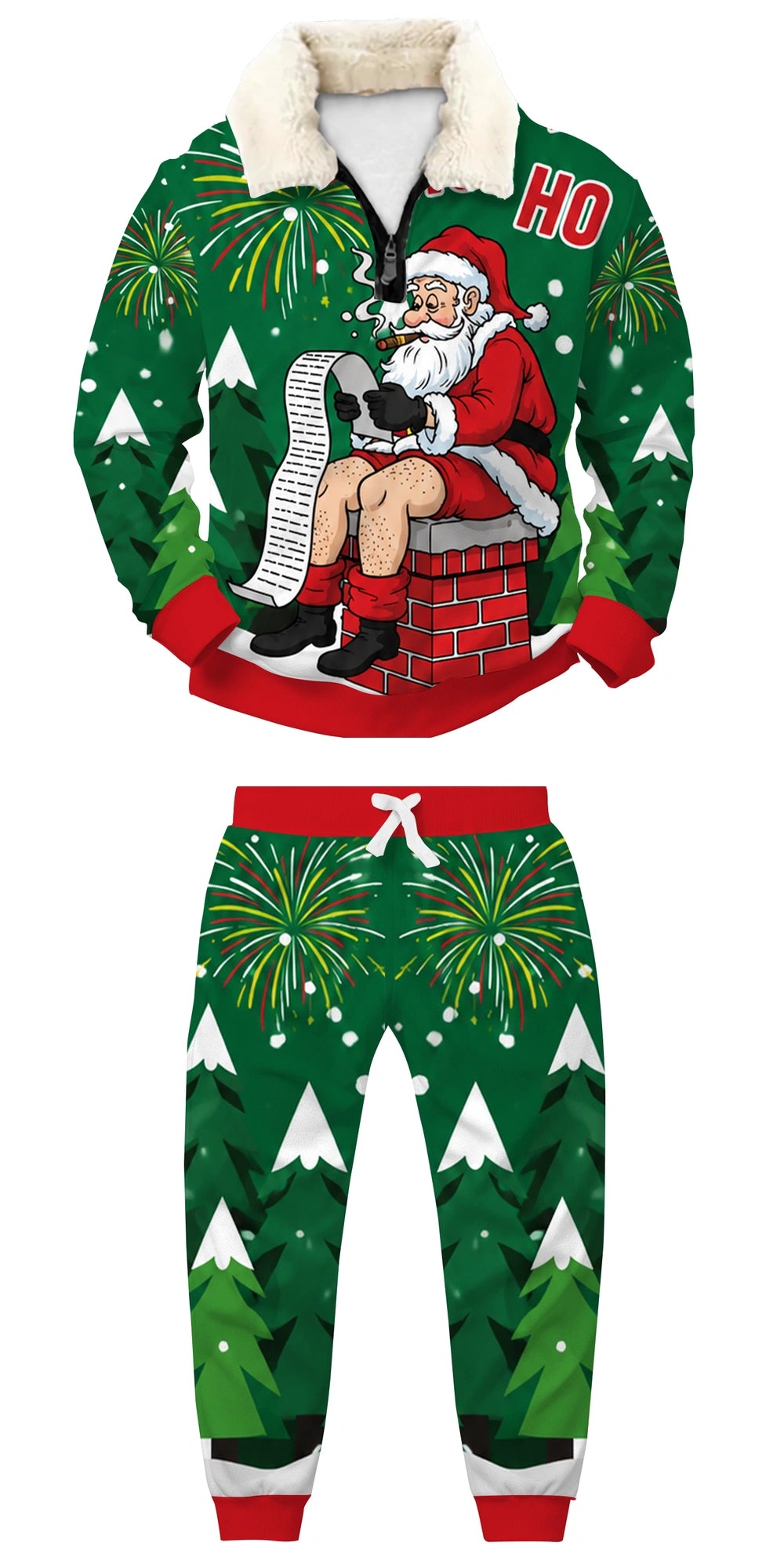 Naughty List Ugly Quarter Zip Sweatshirt & Sweatpant Set