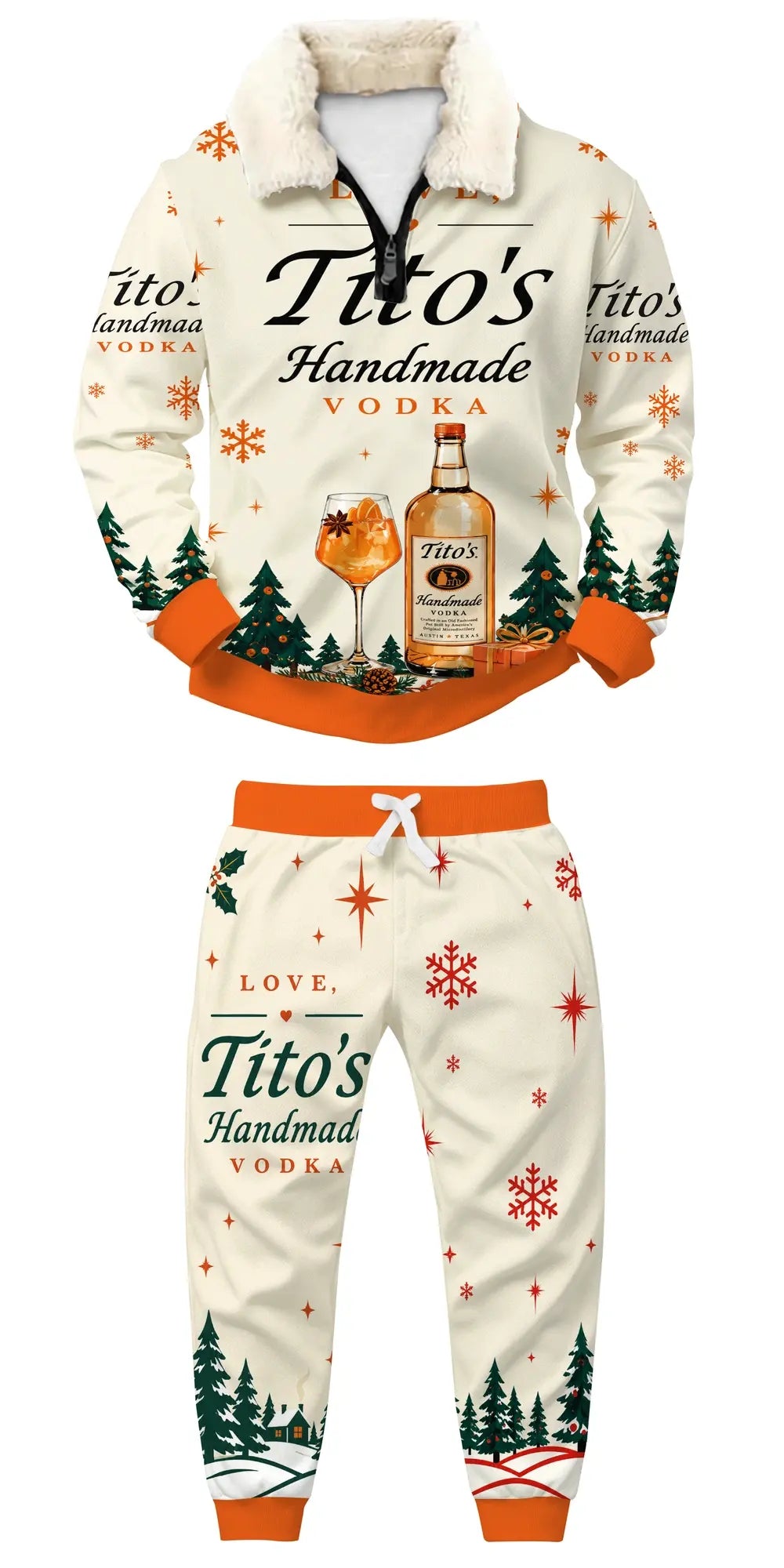 Orange Fun Ugly Quarter Zip Sweatshirt & Sweatpant Set - MERRYPARK