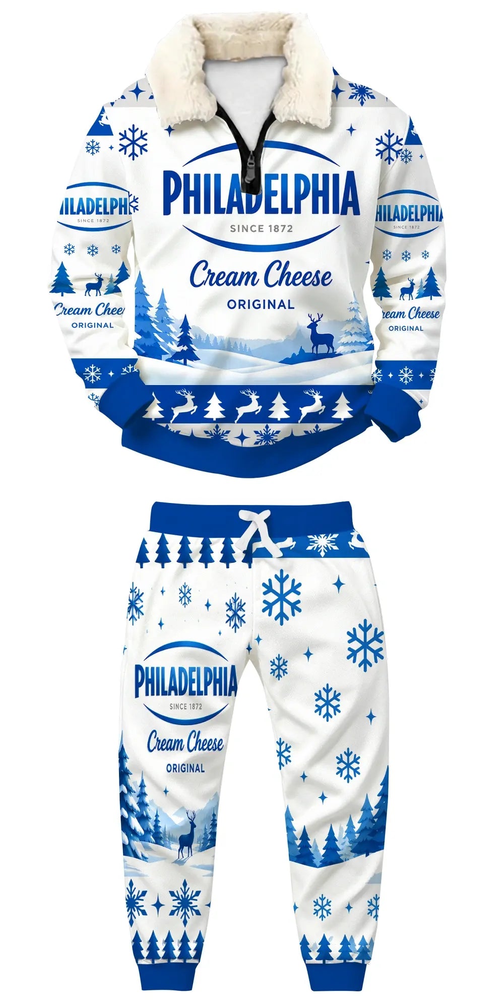 Original Blue Ugly Quarter Zip Sweatshirt & Sweatpant Set - MERRYPARK