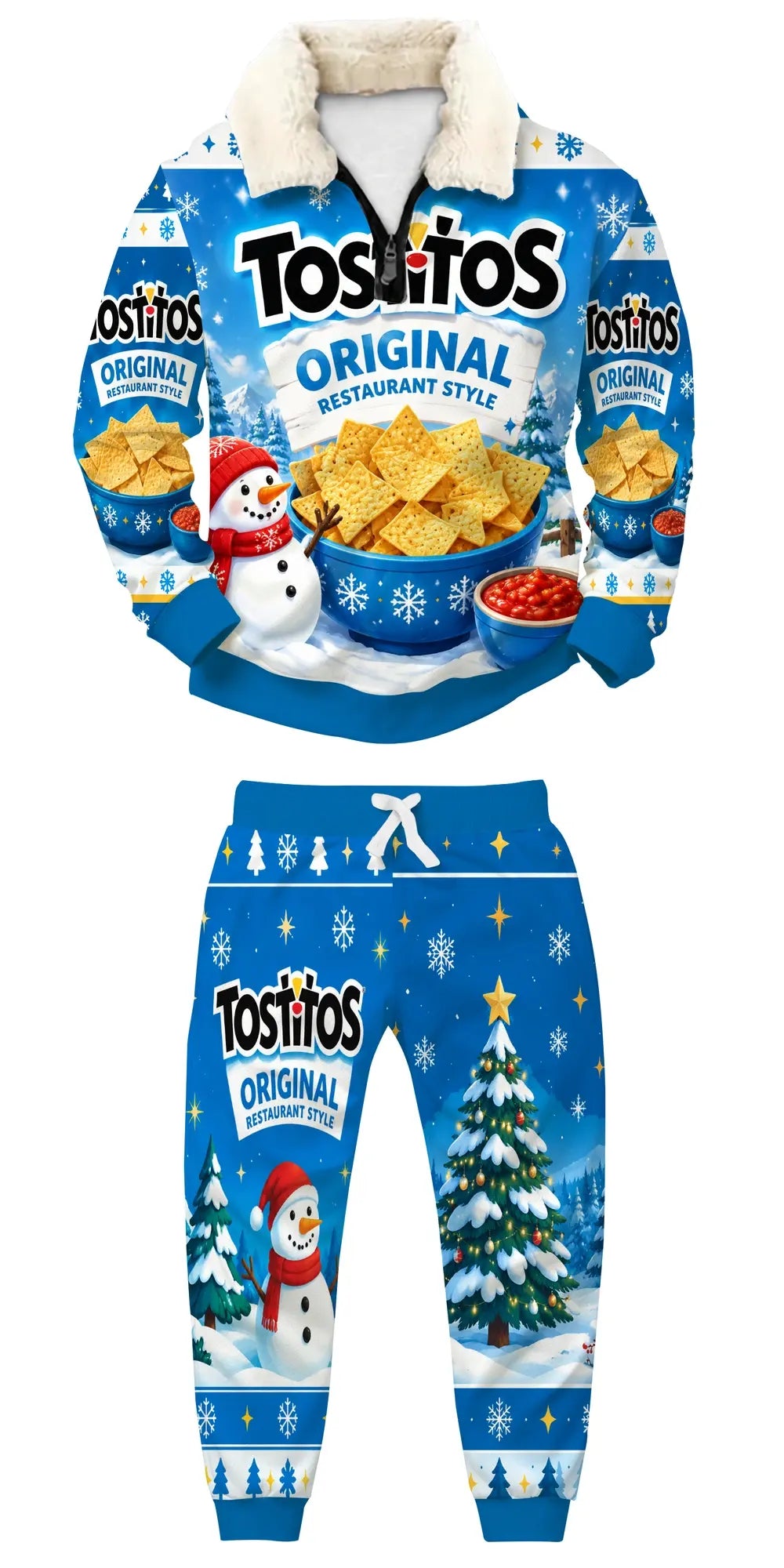 Party Chips Ugly Quarter Zip Sweatshirt & Sweatpant Set - MERRYPARK