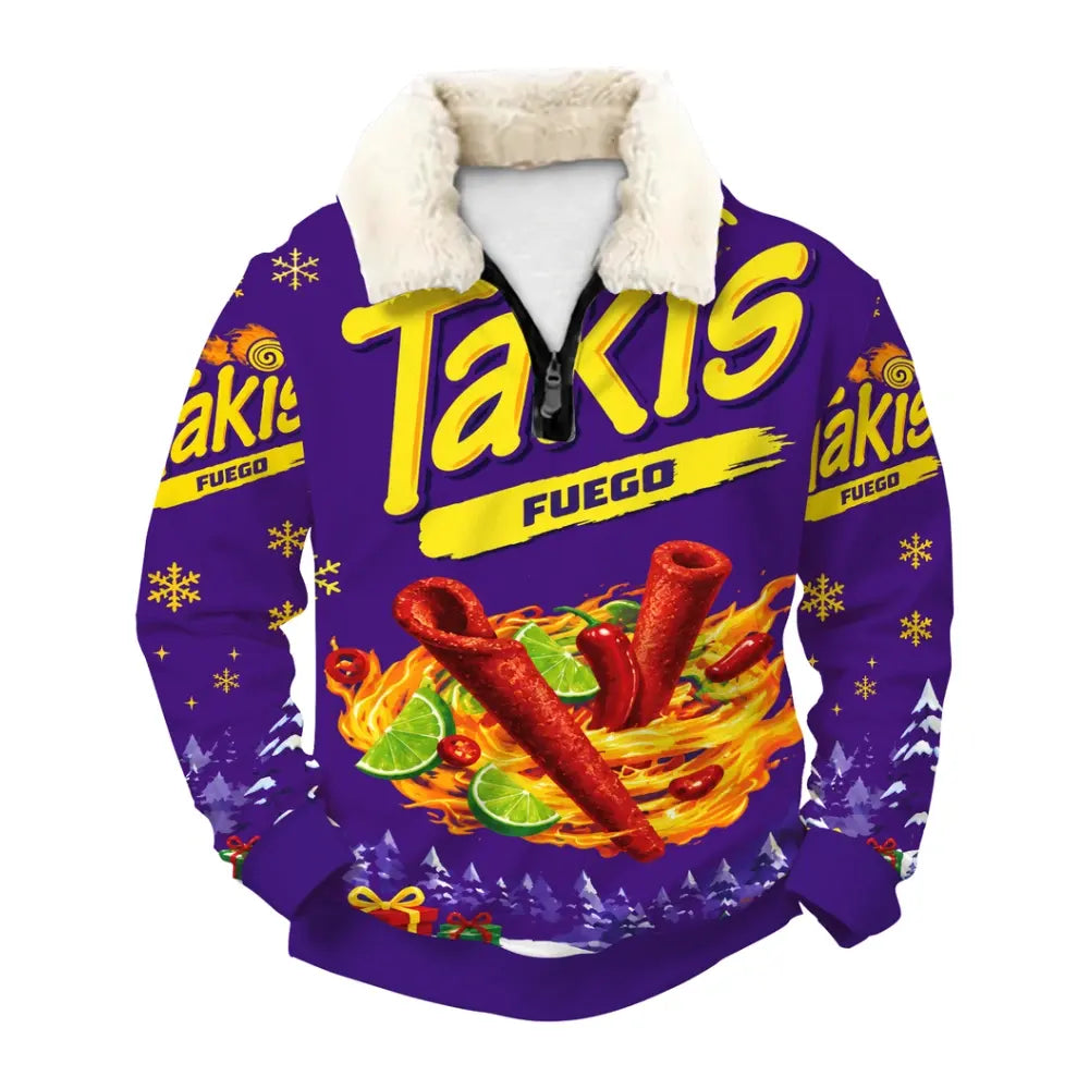 Purple Winter Ugly Quarter Zip Sweatshirt & Sweatpant Set - MERRYPARK