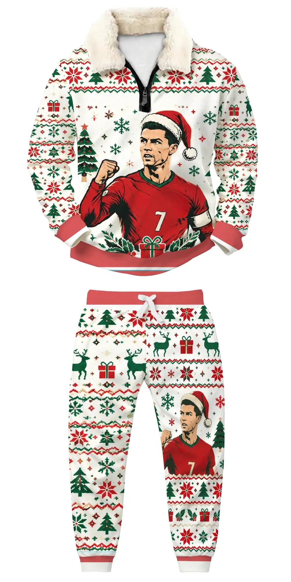 Soccer Fun Ugly Quarter Zip Sweatshirt & Sweatpant Set - MERRYPARK