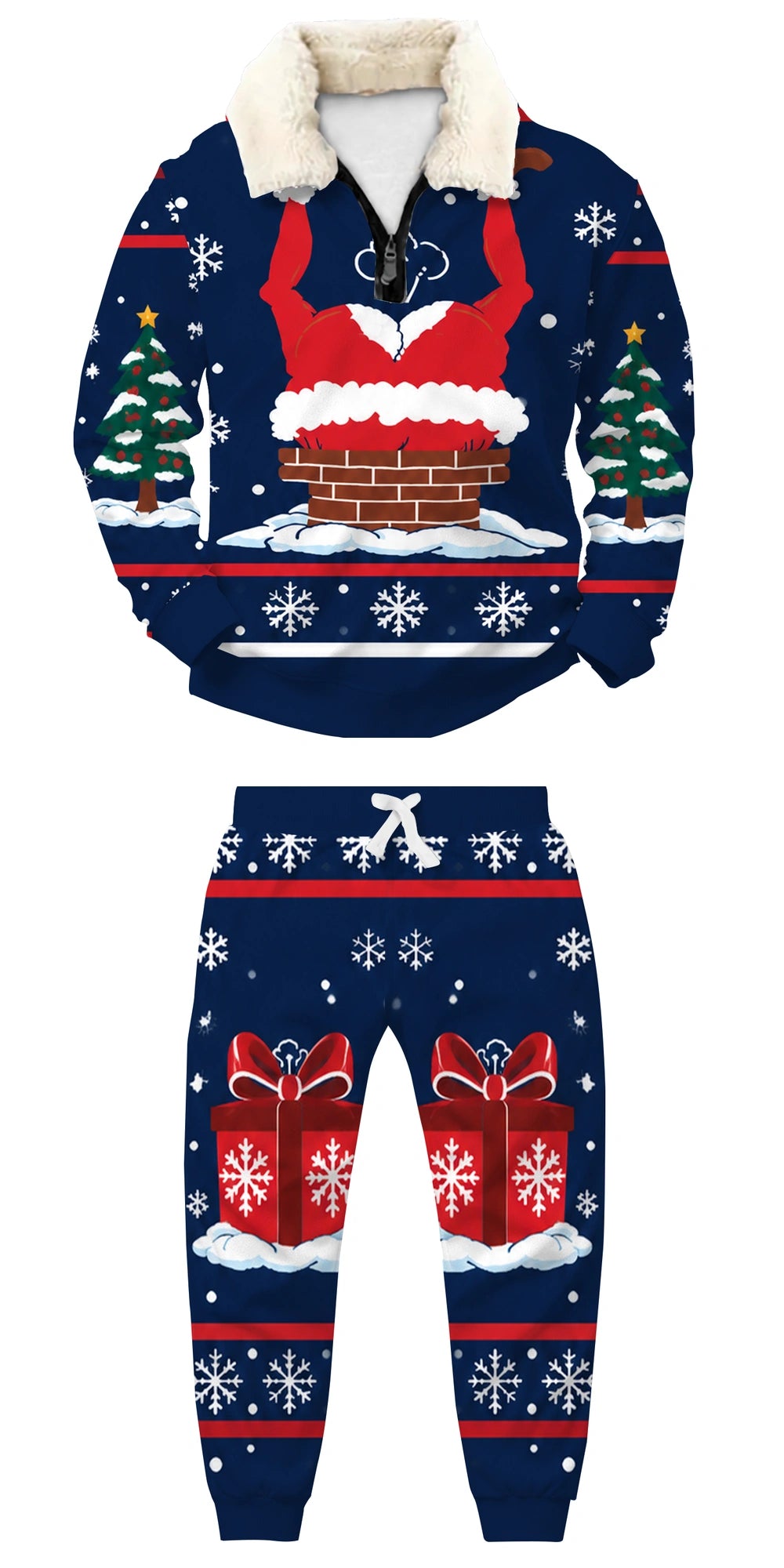 Stuck Santa Ugly Quarter Zip Sweatshirt & Sweatpant Set