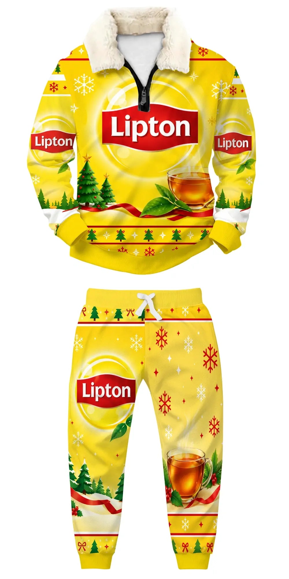 Sunny Tea Ugly Quarter Zip Sweatshirt & Sweatpant Set - MERRYPARK