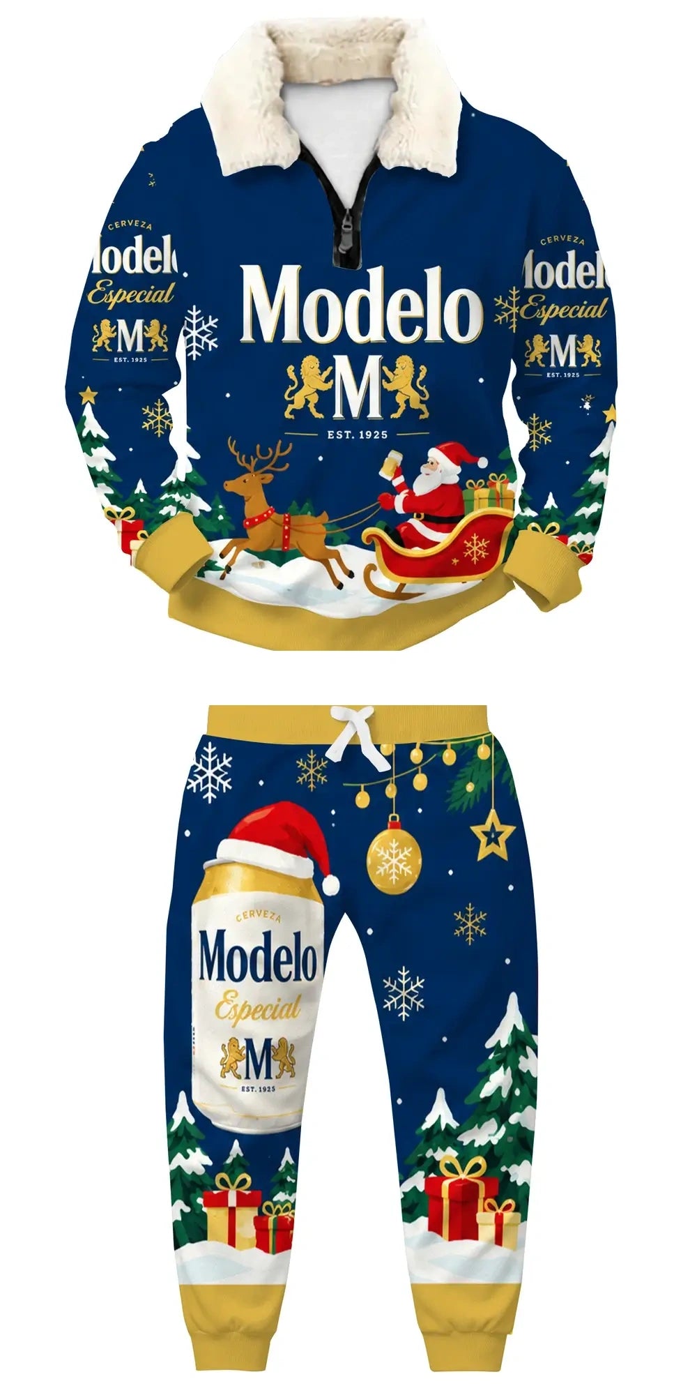 Winter Beer Ugly Quarter Zip Sweatshirt & Sweatpant Set - MERRYPARK